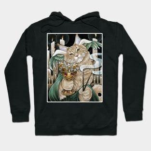 Cat Greek God Of Sleep Hypnos - White Outlined Version Hoodie